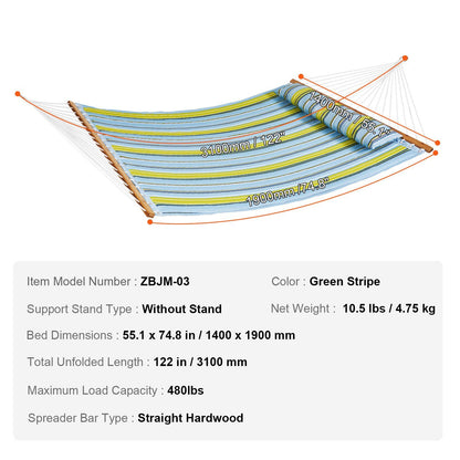 Vevor Quilted Double Hammock With Pillow