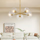 Modern Gold 5-Light Sputnik Chandelier: Mid-Century Pendant Light with Glass Shades