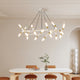 White and Gold Modern Chandelier: Branch Pendant Light with Frosted Tubes