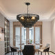 Rustic 5-Tier Black Hemp Rope Chandelier: Boho Farmhouse Pendant Ceiling Light