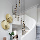 Modern Industrial 9-Light Pendant Chandelier: Black & Gold Mesh Ceiling Light